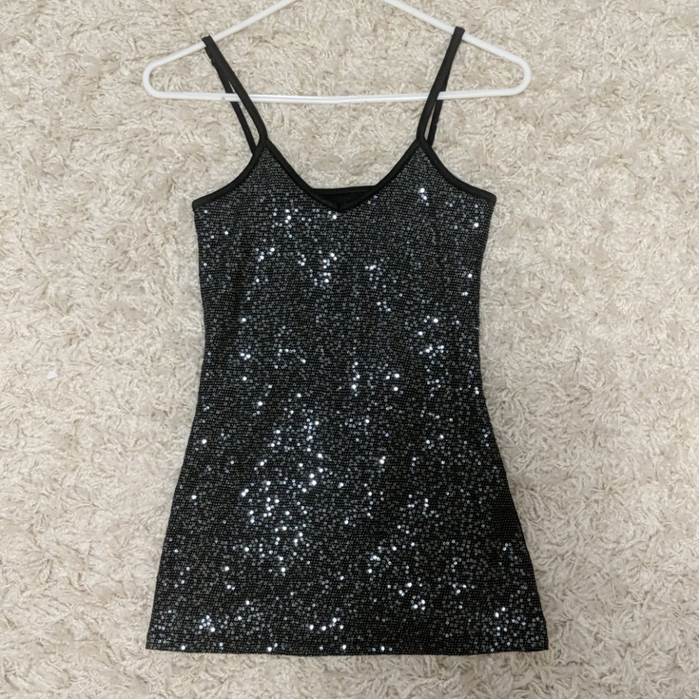 Vanity Black Sequin Tank Top